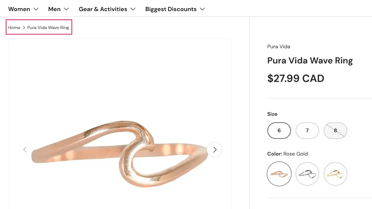 Shopify disorganized breadcrumb trail