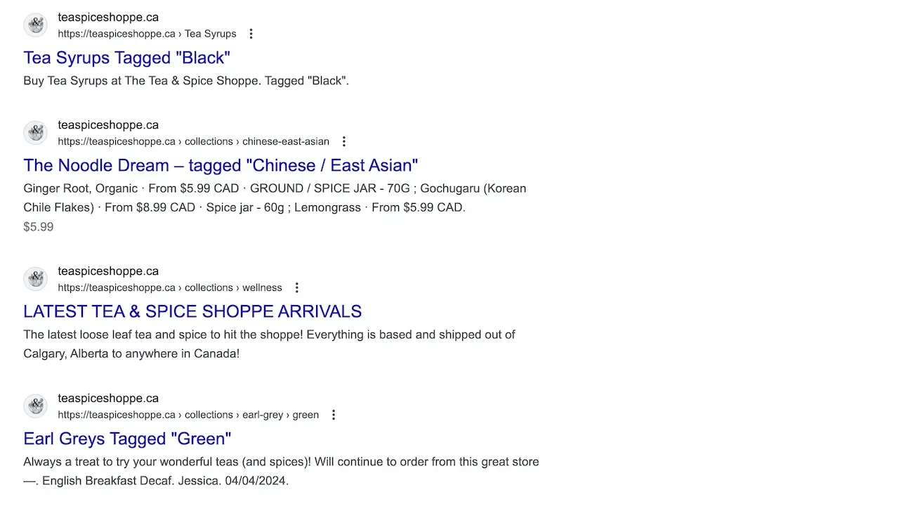 Shopify auto generated tag pages in serps